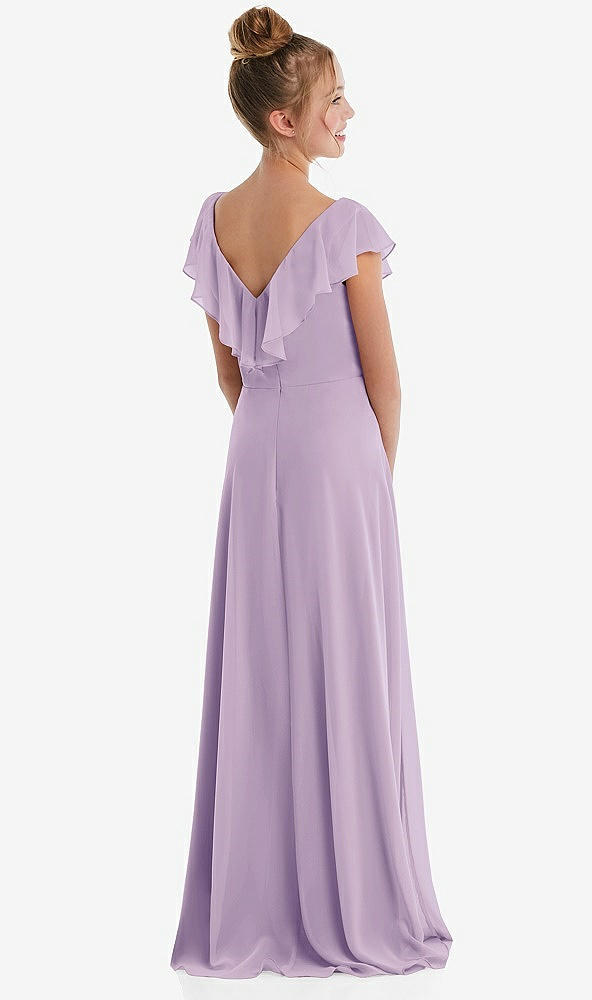 Back View - Pale Purple Cascading Ruffle Full Skirt Chiffon Junior Bridesmaid Dress