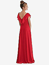 Rear View Thumbnail - Parisian Red Cascading Ruffle Full Skirt Chiffon Junior Bridesmaid Dress