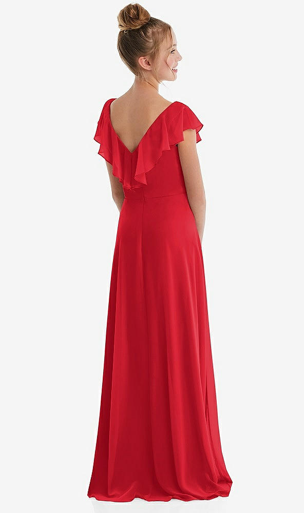 Back View - Parisian Red Cascading Ruffle Full Skirt Chiffon Junior Bridesmaid Dress