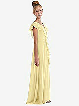 Side View Thumbnail - Pale Yellow Cascading Ruffle Full Skirt Chiffon Junior Bridesmaid Dress