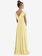 Rear View Thumbnail - Pale Yellow Cascading Ruffle Full Skirt Chiffon Junior Bridesmaid Dress