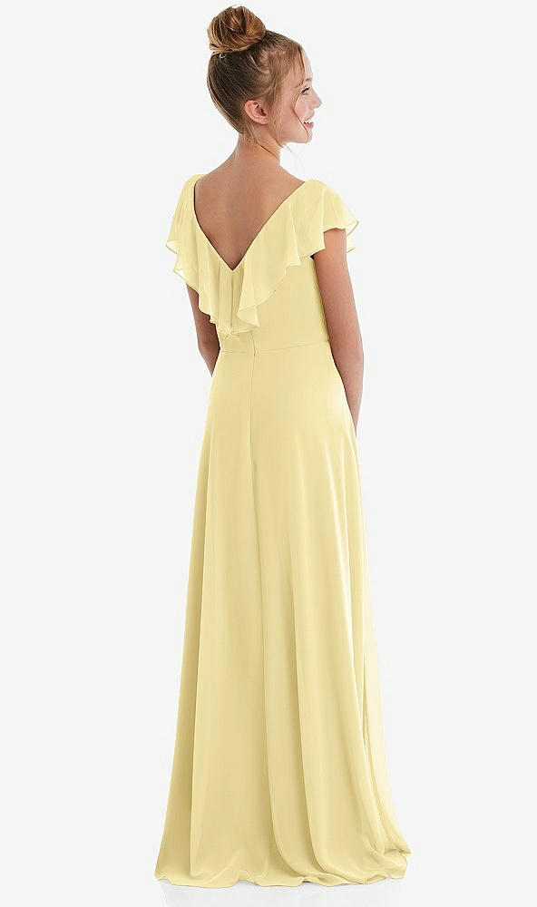 Back View - Pale Yellow Cascading Ruffle Full Skirt Chiffon Junior Bridesmaid Dress