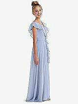 Side View Thumbnail - Sky Blue Cascading Ruffle Full Skirt Chiffon Junior Bridesmaid Dress