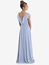 Rear View Thumbnail - Sky Blue Cascading Ruffle Full Skirt Chiffon Junior Bridesmaid Dress