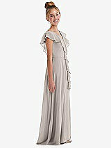 Side View Thumbnail - Taupe Cascading Ruffle Full Skirt Chiffon Junior Bridesmaid Dress