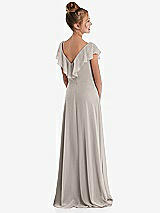 Rear View Thumbnail - Taupe Cascading Ruffle Full Skirt Chiffon Junior Bridesmaid Dress