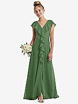 Front View Thumbnail - Vineyard Green Cascading Ruffle Full Skirt Chiffon Junior Bridesmaid Dress