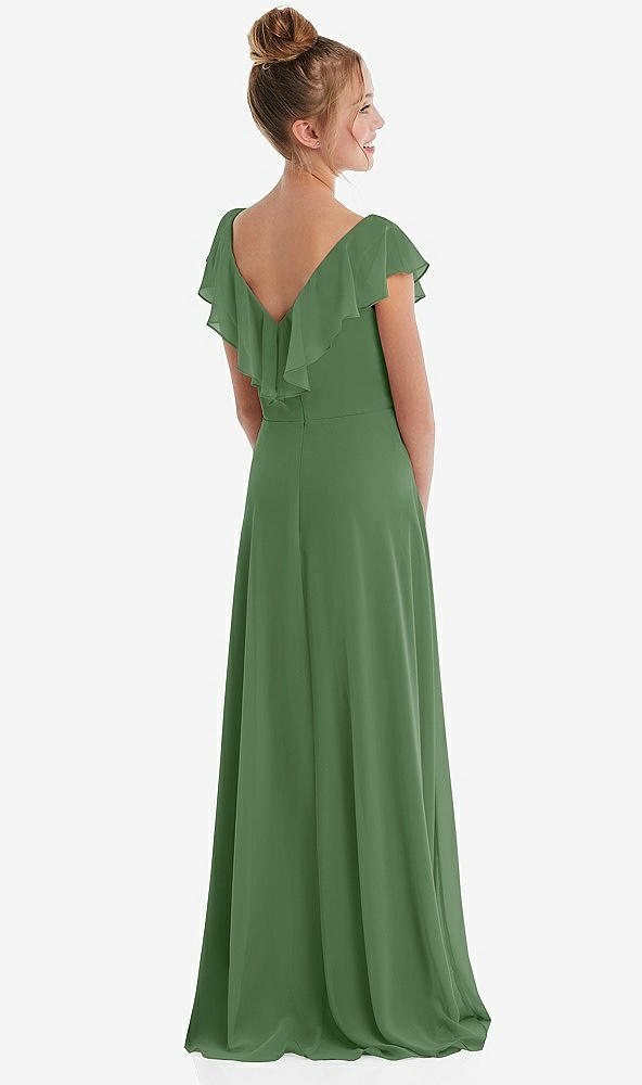 Back View - Vineyard Green Cascading Ruffle Full Skirt Chiffon Junior Bridesmaid Dress