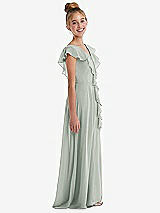 Side View Thumbnail - Willow Green Cascading Ruffle Full Skirt Chiffon Junior Bridesmaid Dress