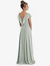Rear View Thumbnail - Willow Green Cascading Ruffle Full Skirt Chiffon Junior Bridesmaid Dress