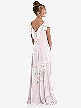 Rear View Thumbnail - Watercolor Print Cascading Ruffle Full Skirt Chiffon Junior Bridesmaid Dress
