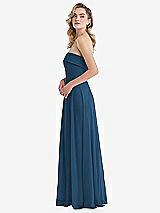 Side View Thumbnail - Dusk Blue Cuffed Strapless Maxi Dress with Front Slit