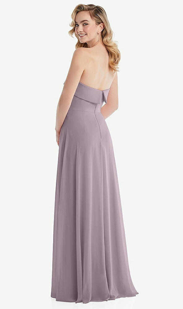 Back View - Lilac Dusk Cuffed Strapless Maxi Dress with Front Slit