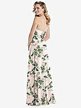 Rear View Thumbnail - Palm Beach Print Cuffed Strapless Maxi Dress with Front Slit