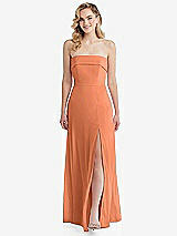 Front View Thumbnail - Sweet Melon Cuffed Strapless Maxi Dress with Front Slit