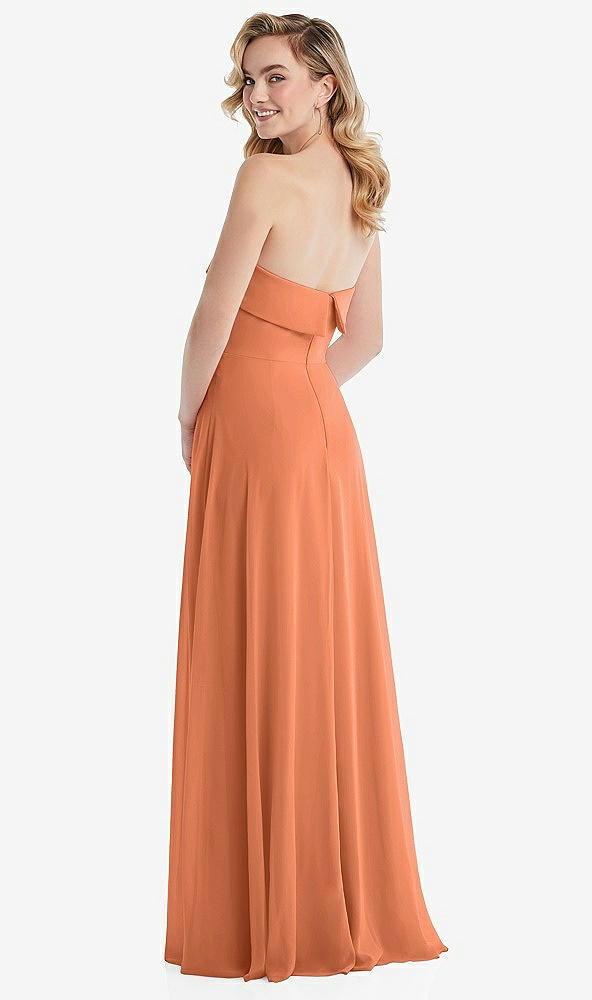 Back View - Sweet Melon Cuffed Strapless Maxi Dress with Front Slit