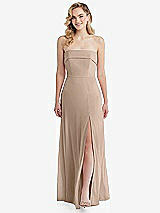 Front View Thumbnail - Topaz Cuffed Strapless Maxi Dress with Front Slit