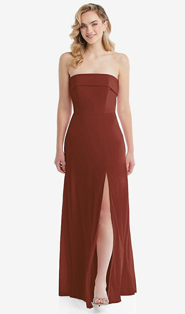 Front View - Auburn Moon Cuffed Strapless Maxi Dress with Front Slit