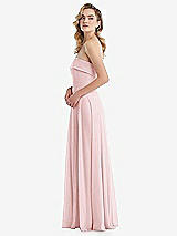 Side View Thumbnail - Ballet Pink Cuffed Strapless Maxi Dress with Front Slit