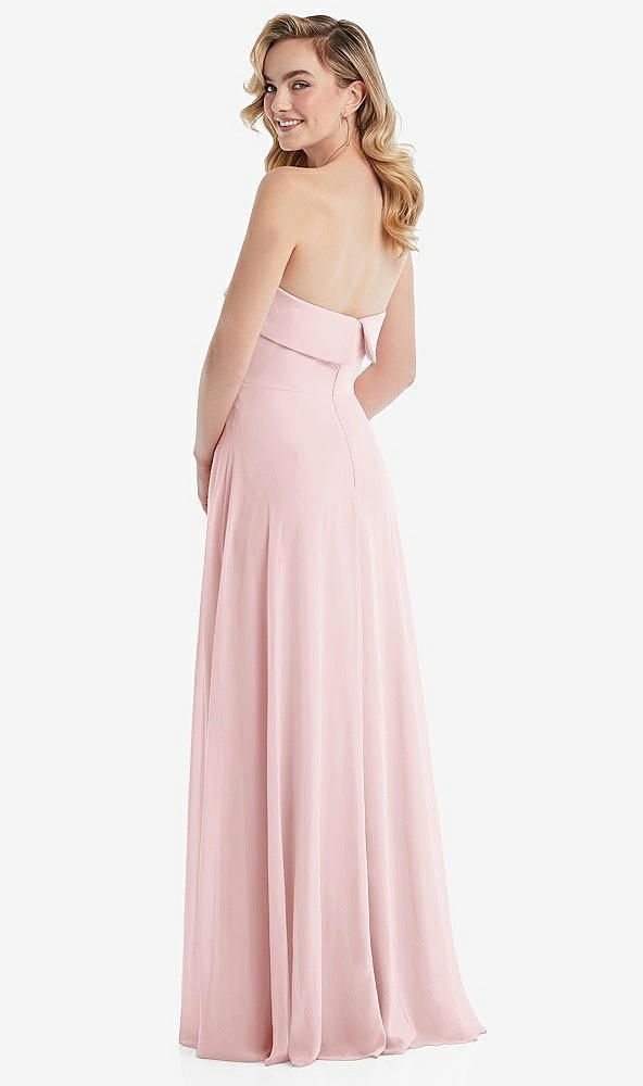 Back View - Ballet Pink Cuffed Strapless Maxi Dress with Front Slit