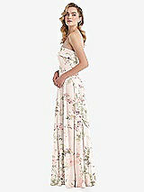 Side View Thumbnail - Blush Garden Cuffed Strapless Maxi Dress with Front Slit