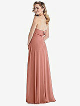 Rear View Thumbnail - Desert Rose Cuffed Strapless Maxi Dress with Front Slit