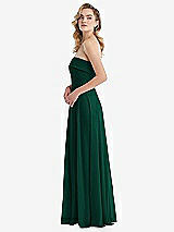 Side View Thumbnail - Hunter Green Cuffed Strapless Maxi Dress with Front Slit