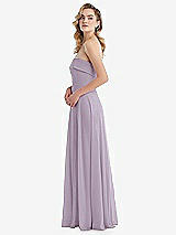 Side View Thumbnail - Lilac Haze Cuffed Strapless Maxi Dress with Front Slit