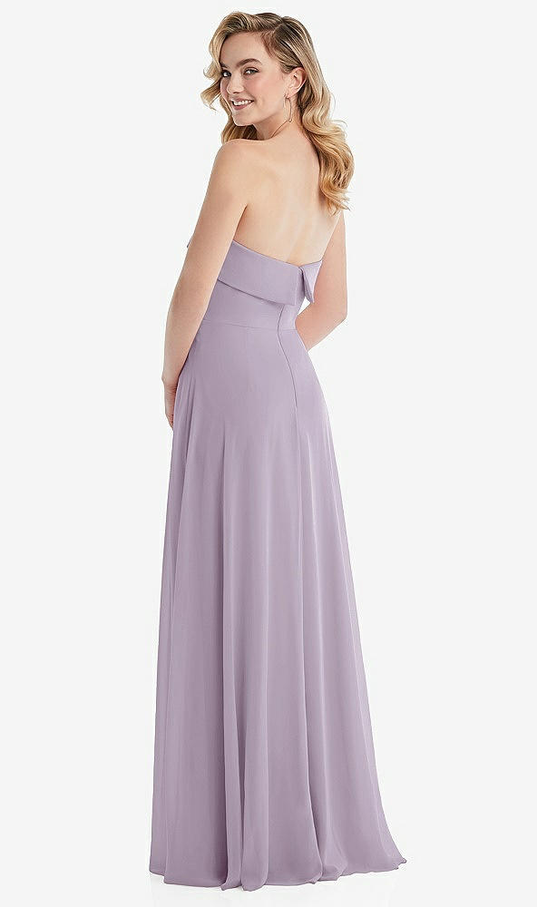 Back View - Lilac Haze Cuffed Strapless Maxi Dress with Front Slit