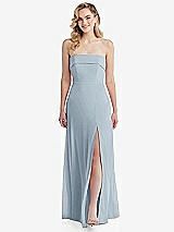 Front View Thumbnail - Mist Cuffed Strapless Maxi Dress with Front Slit
