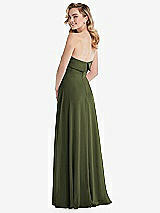 Rear View Thumbnail - Olive Green Cuffed Strapless Maxi Dress with Front Slit