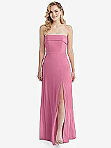 Front View Thumbnail - Orchid Pink Cuffed Strapless Maxi Dress with Front Slit