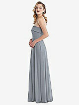 Side View Thumbnail - Platinum Cuffed Strapless Maxi Dress with Front Slit
