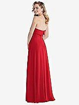 Rear View Thumbnail - Parisian Red Cuffed Strapless Maxi Dress with Front Slit