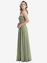 Side View Thumbnail - Sage Cuffed Strapless Maxi Dress with Front Slit