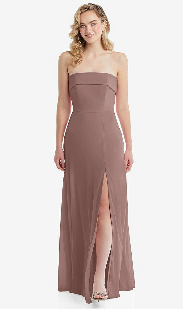 Front View - Sienna Cuffed Strapless Maxi Dress with Front Slit