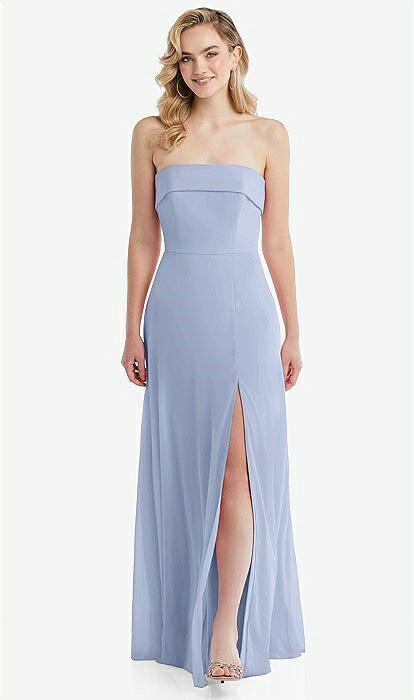 Cuffed Strapless Maxi Dress with Front Slit