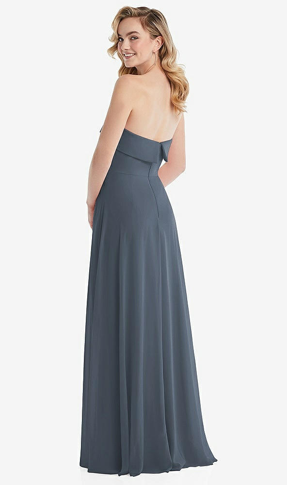 Back View - Silverstone Cuffed Strapless Maxi Dress with Front Slit