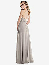 Rear View Thumbnail - Taupe Cuffed Strapless Maxi Dress with Front Slit