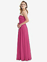 Side View Thumbnail - Tea Rose Cuffed Strapless Maxi Dress with Front Slit