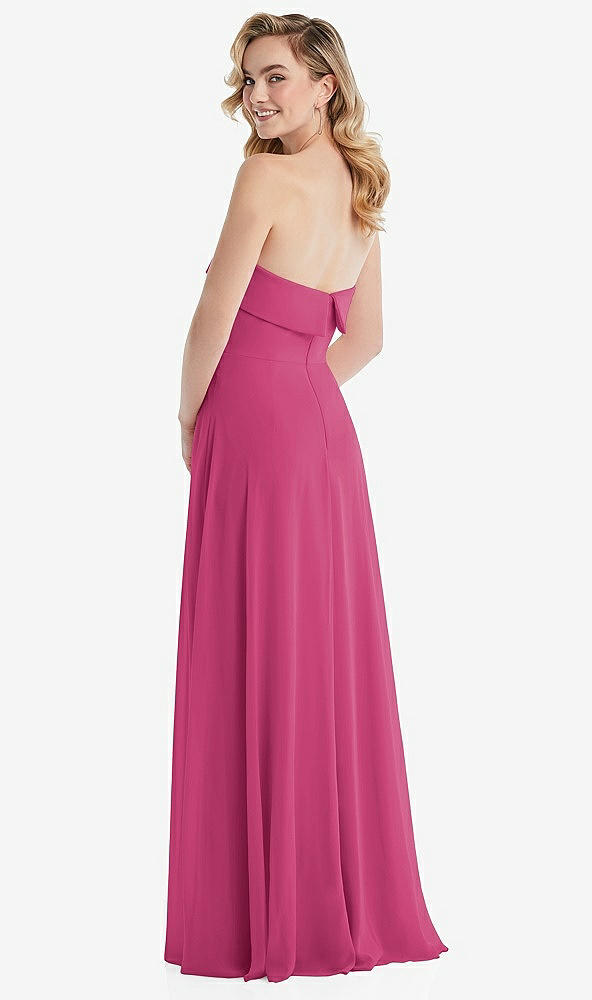 Back View - Tea Rose Cuffed Strapless Maxi Dress with Front Slit