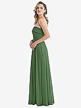 Side View Thumbnail - Vineyard Green Cuffed Strapless Maxi Dress with Front Slit