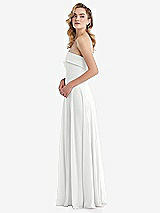 Side View Thumbnail - White Cuffed Strapless Maxi Dress with Front Slit
