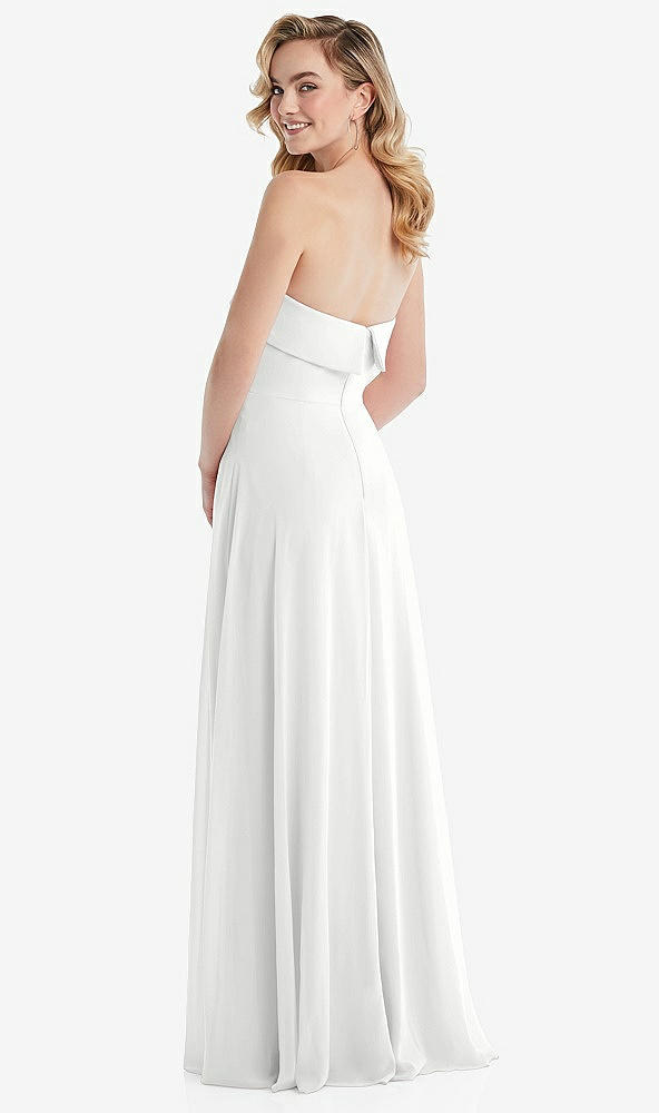 Back View - White Cuffed Strapless Maxi Dress with Front Slit