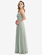 Side View Thumbnail - Willow Green Cuffed Strapless Maxi Dress with Front Slit