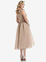 Rear View Thumbnail - Topaz Scarf-Tie One-Shoulder Organdy Midi Dress 