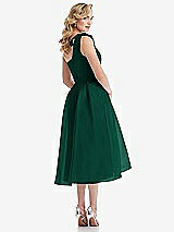Rear View Thumbnail - Hunter Green Scarf-Tie One-Shoulder Organdy Midi Dress 