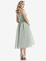 Rear View Thumbnail - Willow Green Scarf-Tie One-Shoulder Organdy Midi Dress 