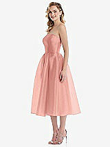 Side View Thumbnail - Apricot Strapless Pleated Skirt Organdy Midi Dress