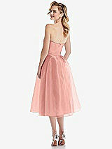 Rear View Thumbnail - Apricot Strapless Pleated Skirt Organdy Midi Dress